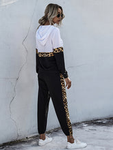 Perfee Contrast Long Sleeve Hooded Top and Joggers Set OutfitFlow